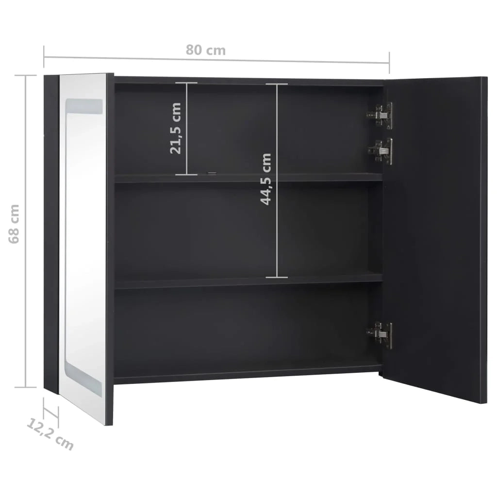 Mobiletto da bagno con specchio LED 80 x 12,2 x 68 cm 02_0006569
