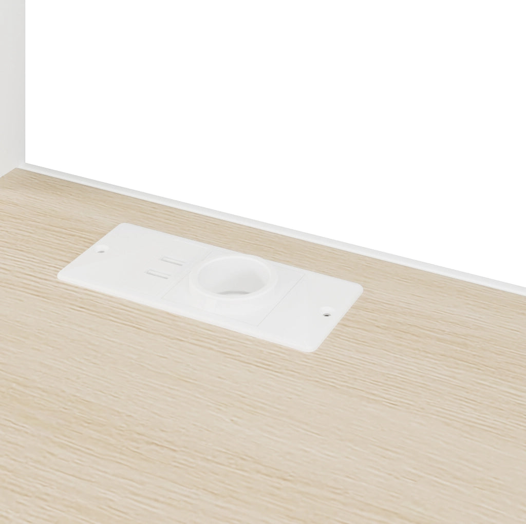 Letto a soppalco 90x200 cm bianco con scrivania, LED, USB e scala contenitore
