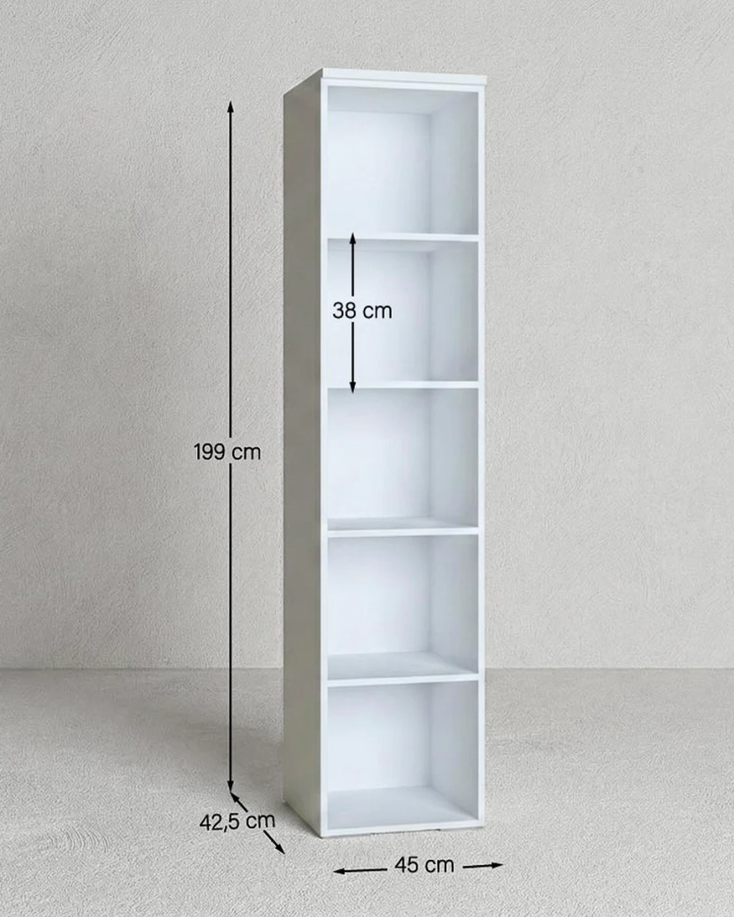 Armadio ufficio Boston - Mobile archivio 1 anta con serratura - 4 mensole incluse - L. 45 x H. 199 x P. 42,5 cm – Bianco_
