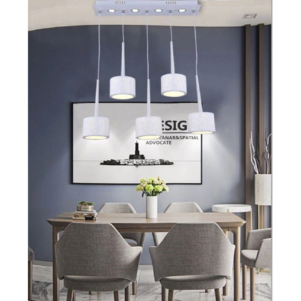 Trade Shop - Lampadario Da Soffitto Sospensione Plafoniera Paralume Bianco 3 Accensioni B10 -
