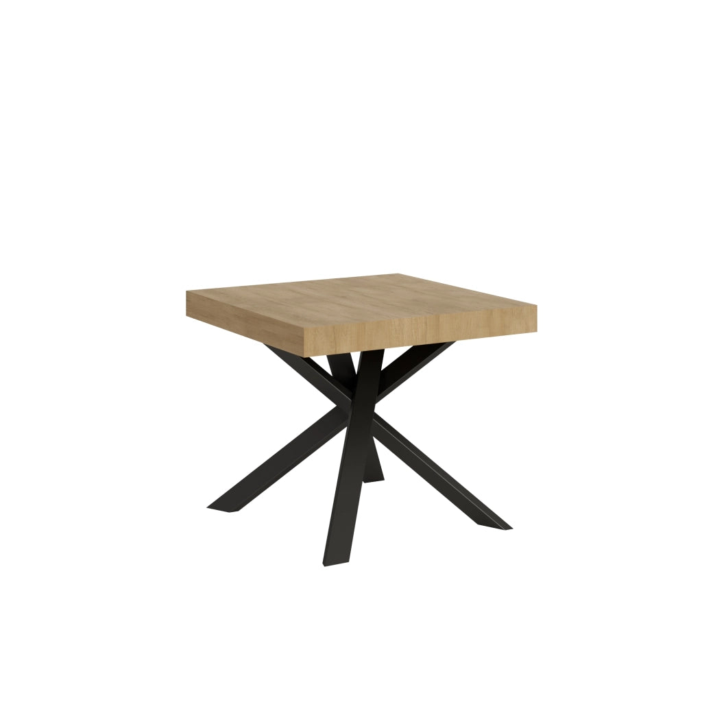 Tavolo allungabile 90x90/194 cm Clerko Quercia Natura gambe Antracite