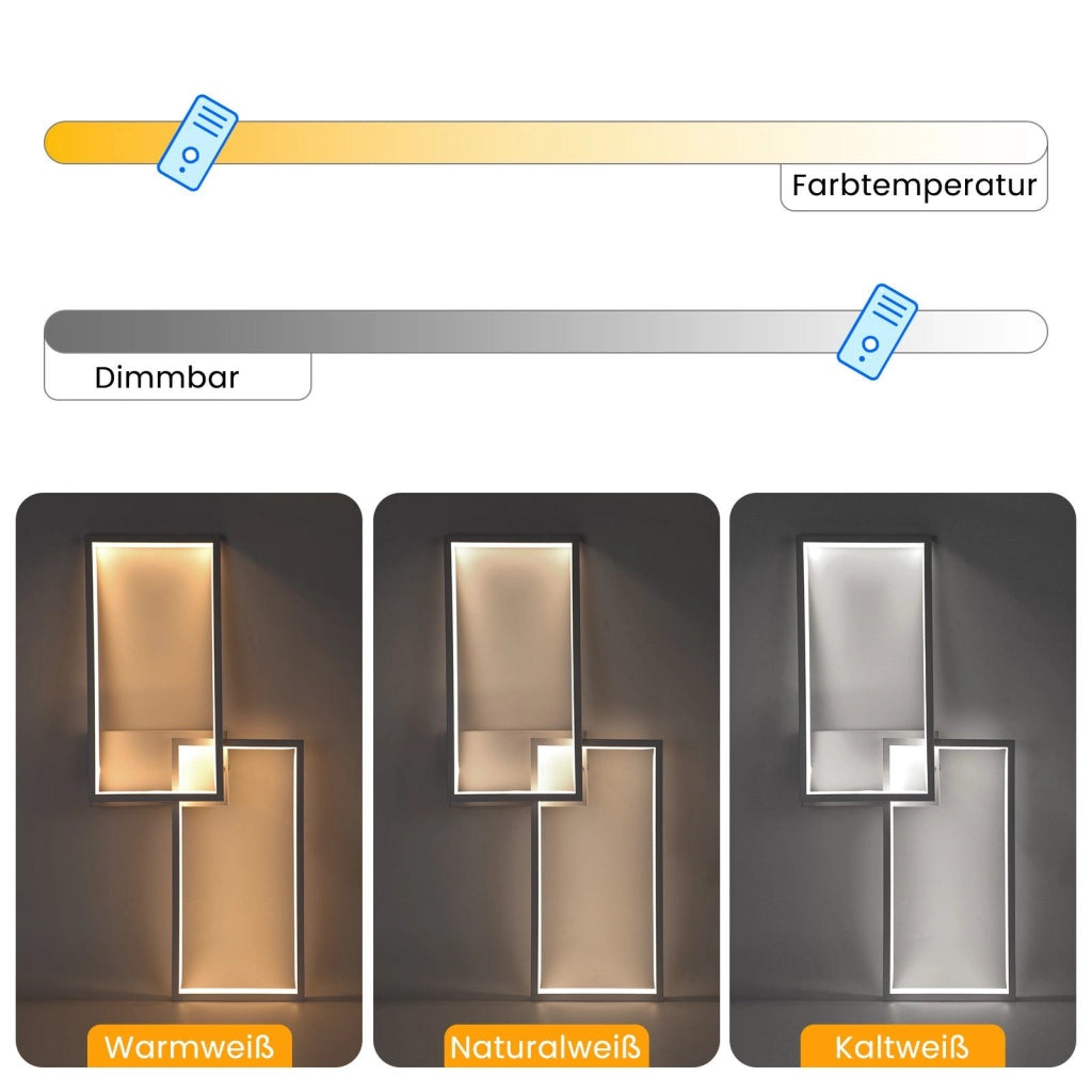 ZMH Lampada da soffitto LED moderna metallo telecomando 2 luci per camera letto