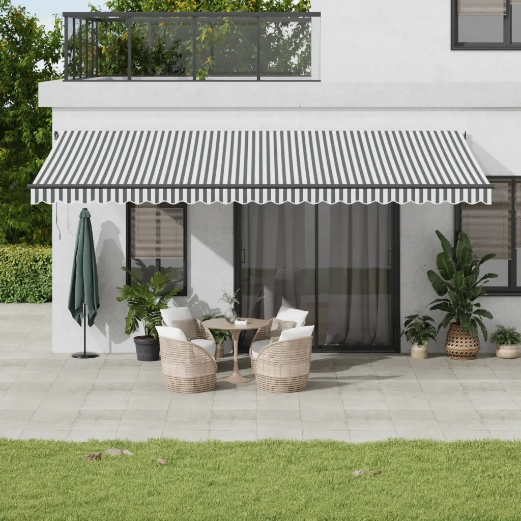 vidaXL Tenda Retrattile Manuale con LED Antracite e Bianco 600x350 cm