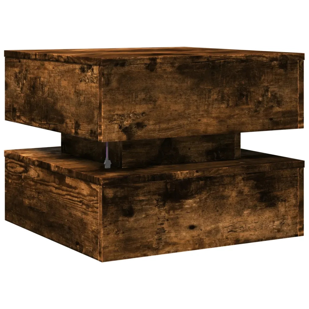 Tavolino da Soggiorno con Luci LED-Tavolino da Salotto-Tavolo Rovere Sonoma 50x50x40 cm 919463