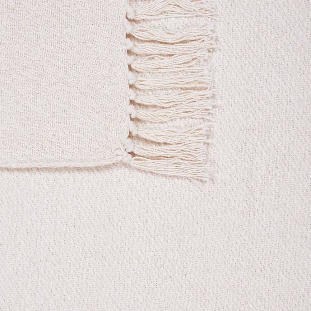 Coperta plaid beige in cotone con frange fatta a mano 125 x 150 cm soggiorno camera da letto divano