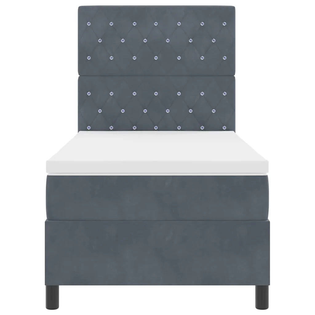 Letto a molle con materasso Grigio scuro 100 x 200 cm Velluto 3339747