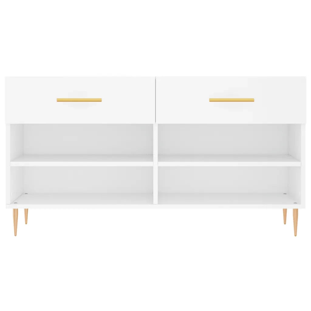 Panca Porta Scarpe Bianca 102x35x55 cm in Legno Multistrato