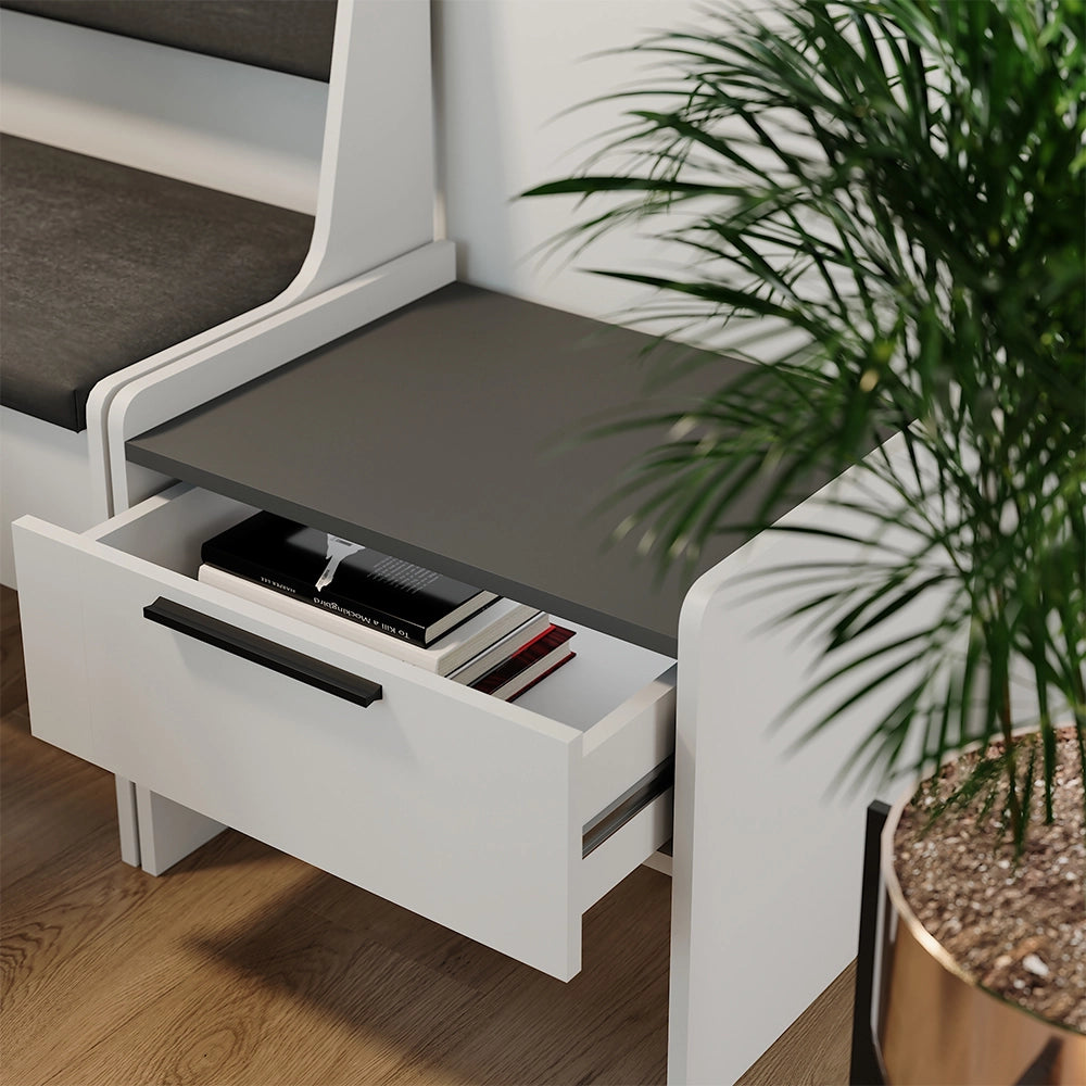 Vicco Panca per la sala da pranzo Bianco/antracite 53.5 x 41.1 cm con 1 cassetto