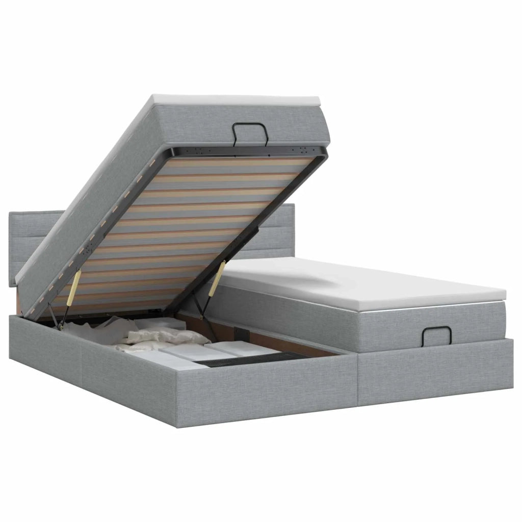 Letto ottomano con materasso 2 pz Grigio Chiaro Tessuto 3456677