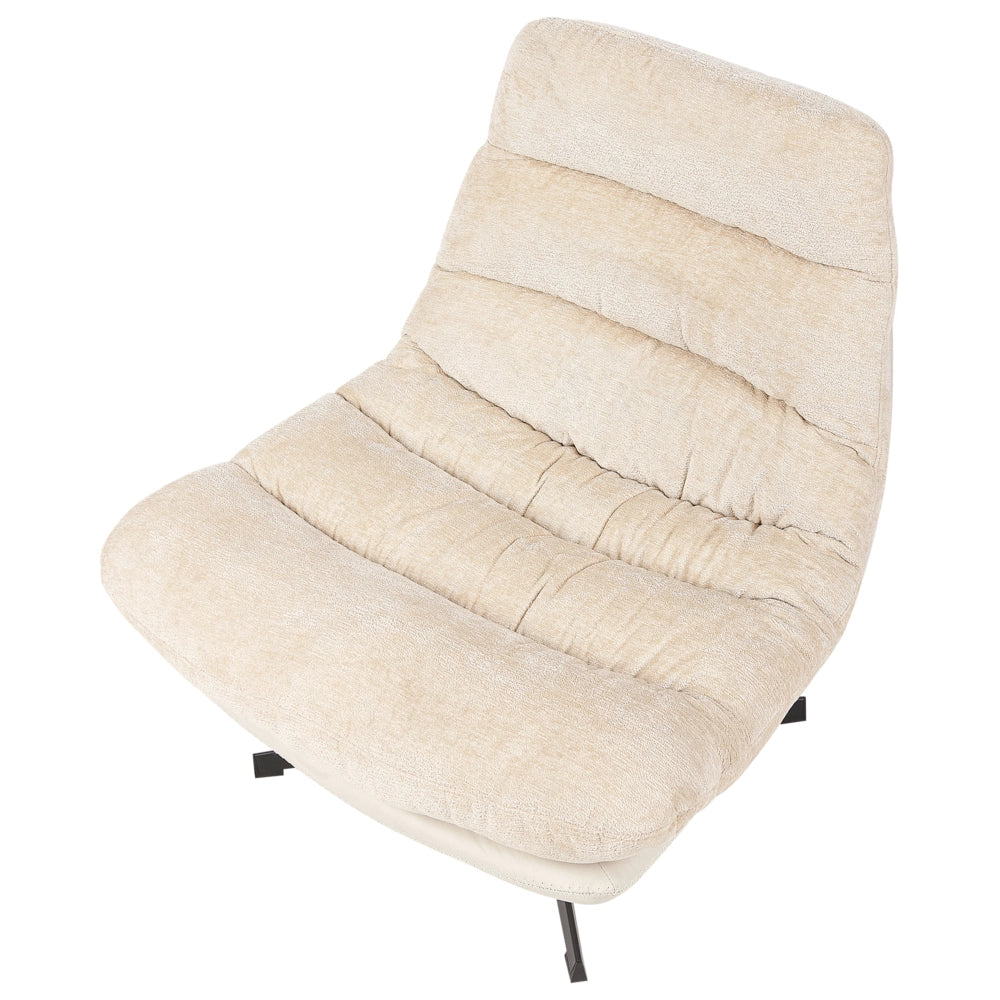 Poltrona girevole con poggiapiedi Beige Ciniglia Base singola Seduta imbottita