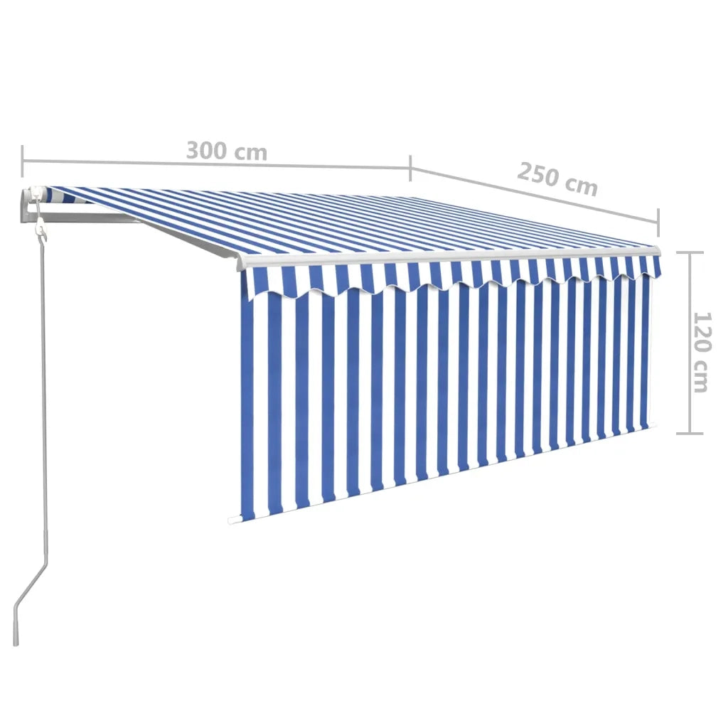 Tenda Sole Retrattile Automatica con Parasole 3x2,5m Blu Bianco 3069266