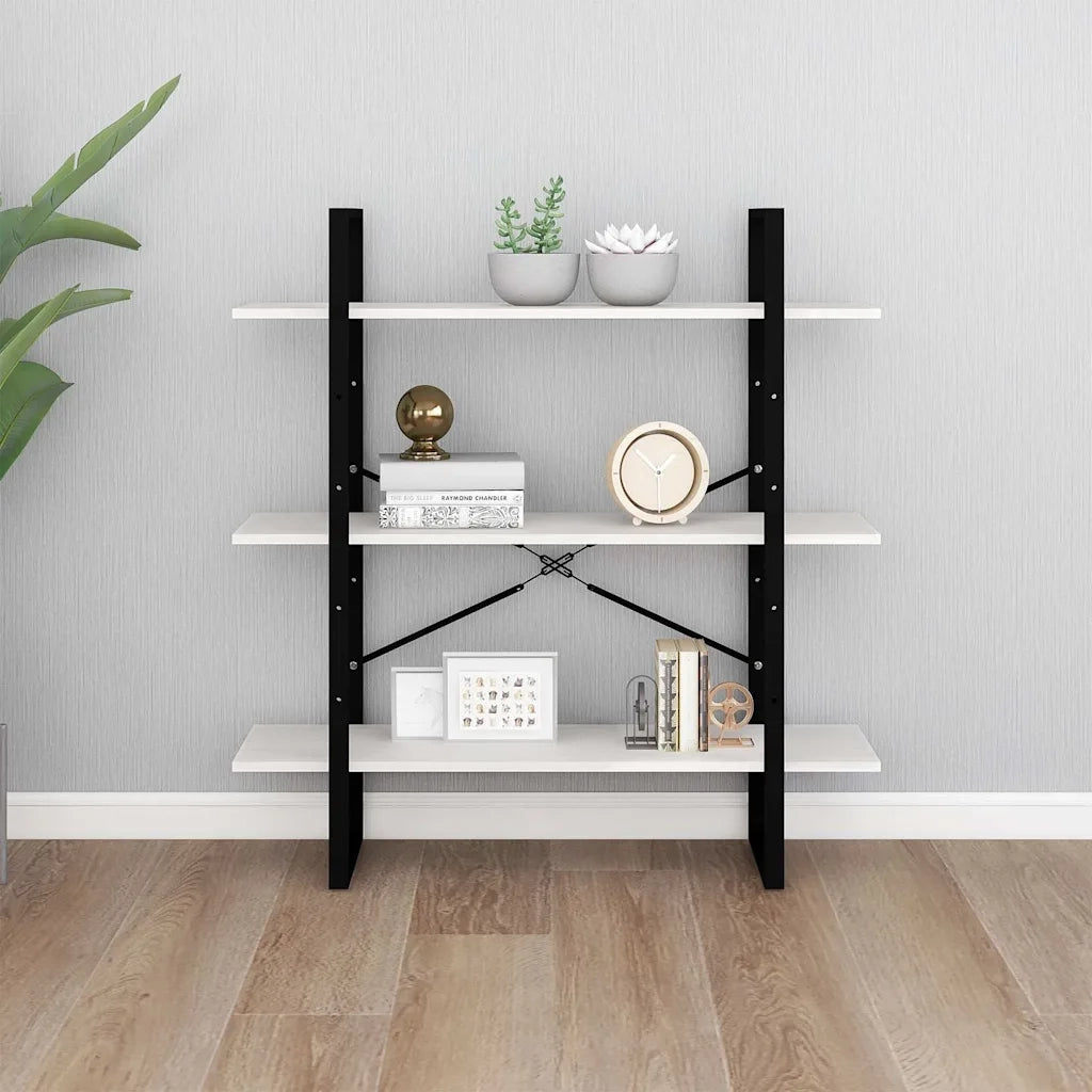 Libreria a 3 Ripiani Bianca 100x30x105 cm in Massello di Pino 806553