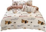 Set di coperte per letto in poliestere 100% - cane bianco e marrone - con cerniera - lavabile in lavatrice - 150x200cm coperta da letto - 200x230cm lenzuolo - 2 copri cuscino