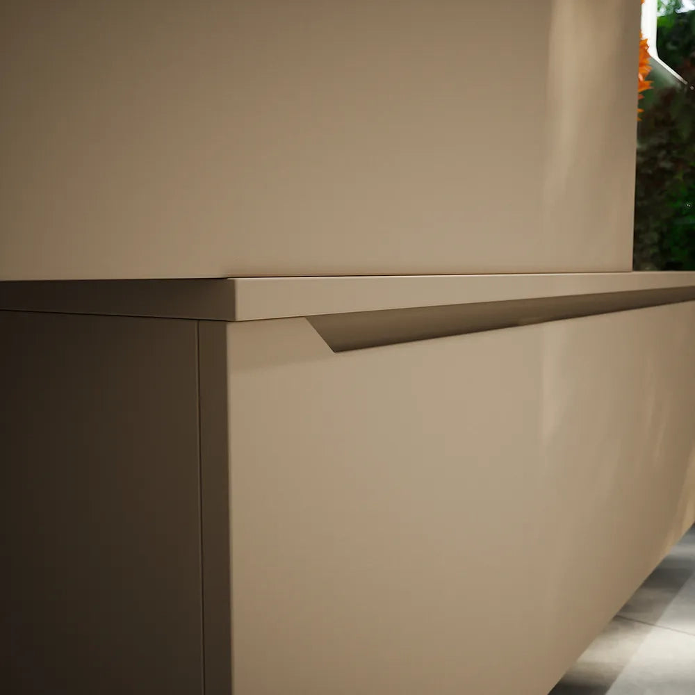 Mobile bagno sospeso modulare 90 cm sabbia opaco due cassetti con lavabo | Bako