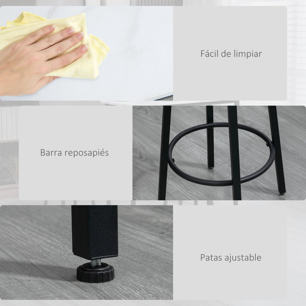 Tavolino da bar con 2 sgabelli ¨C zephmum ¨C set 3 pezzi, telaio acciaio, bianco e nero