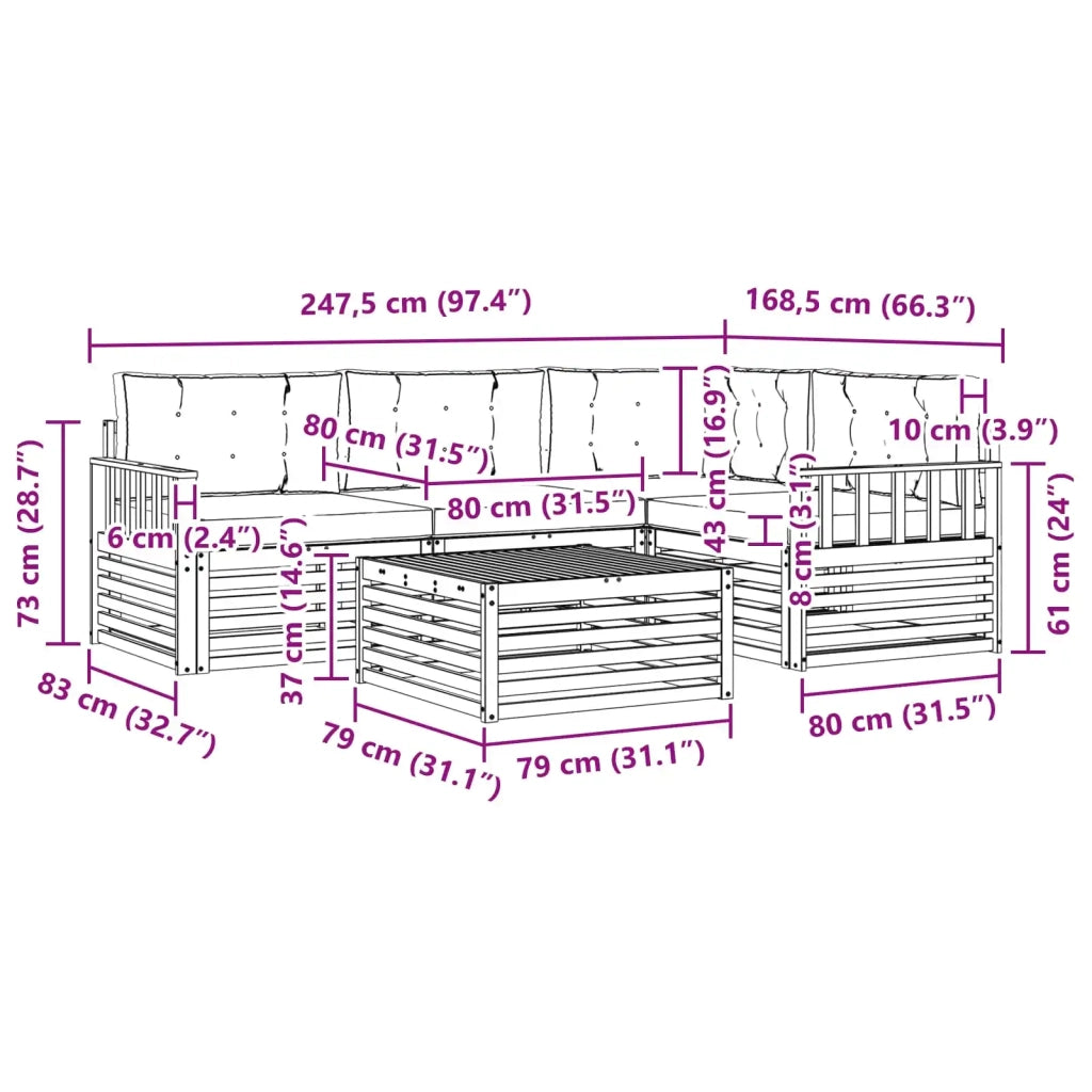 Set di divani da esterno 6 pz Bianco e Antracite Poliestere 3390437