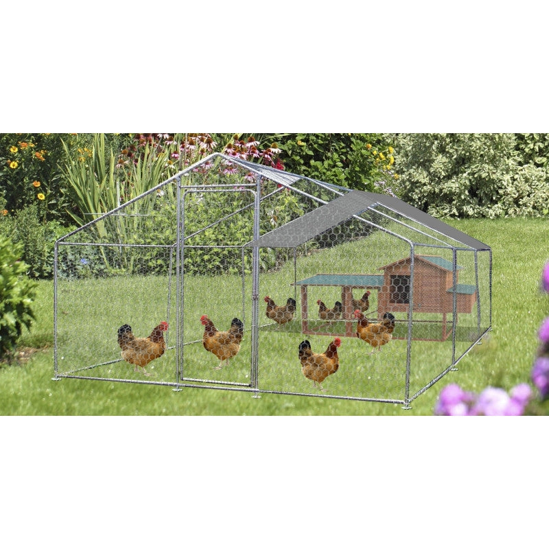 Recinto per animali 3x6 m – struttura acciaio zincato con rete e tetto telonato altezza 2,2 m – ENC306032GJM Foresta