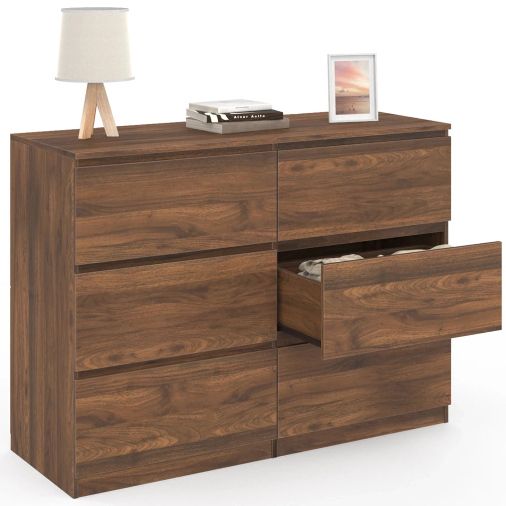 IDMarket - Arcón TOMI 6 cajones 110 cm efecto nogal