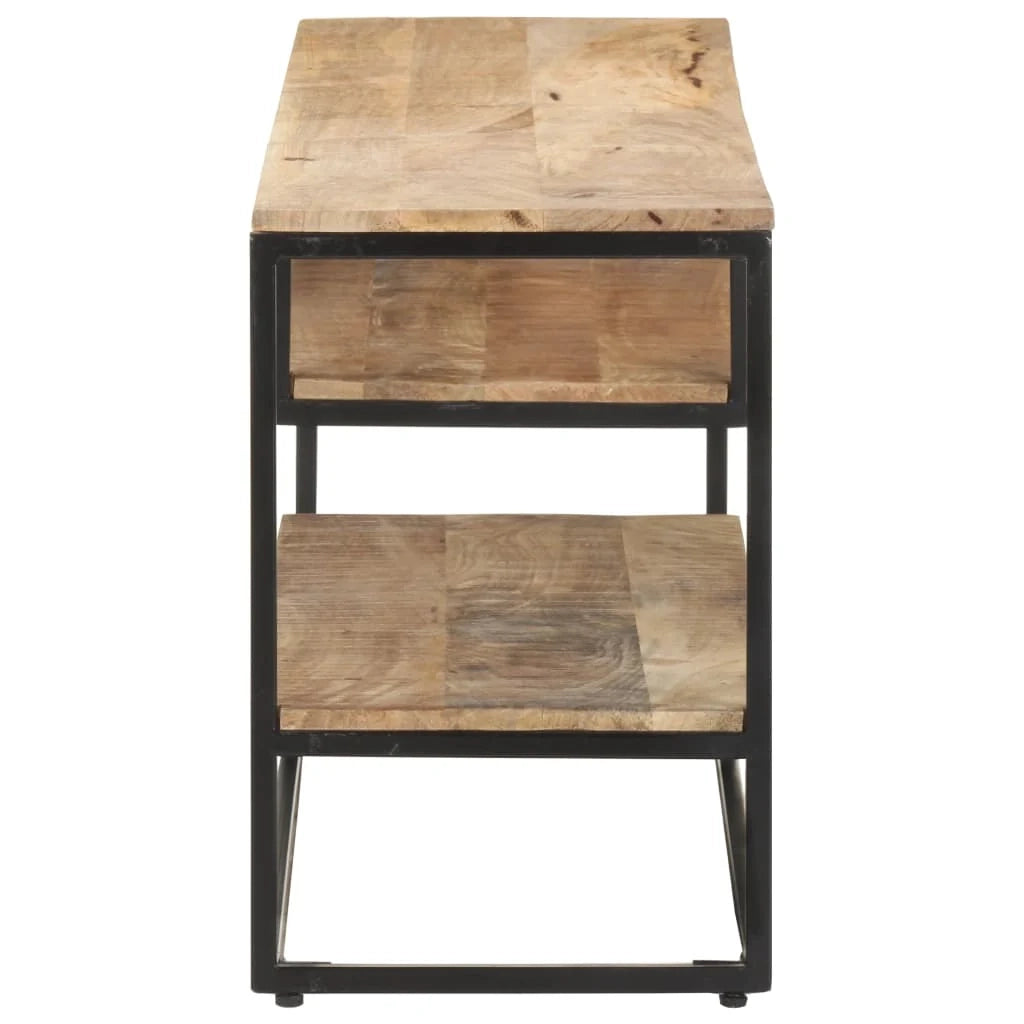 Mobile porta TV multimediale mensola TV credenza mobile TV sala da pranzo soggiorno camera da letto 130 x 30 x 45 cm legno di mango grezzo marrone 02_0025888