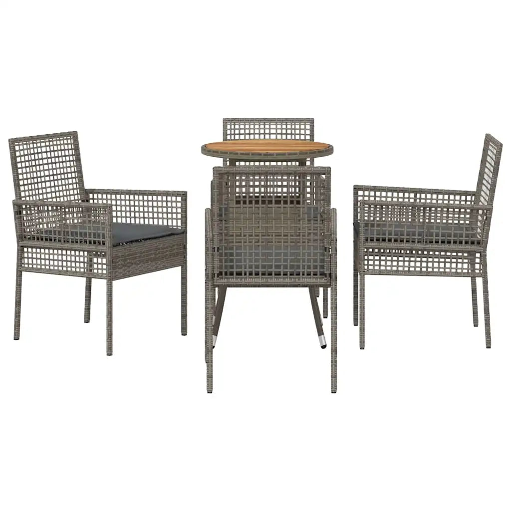 Set da Pranzo per Giardino 5 pcs Grigio polyrattan 3334954