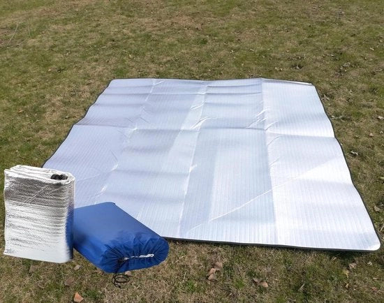 Tenda da picnic 200 x 200 cm - Isolante al calore e impermeabile - Foglio di alluminio a doppio strato - Mat di isolamento per campeggio e vacanze in spiaggia