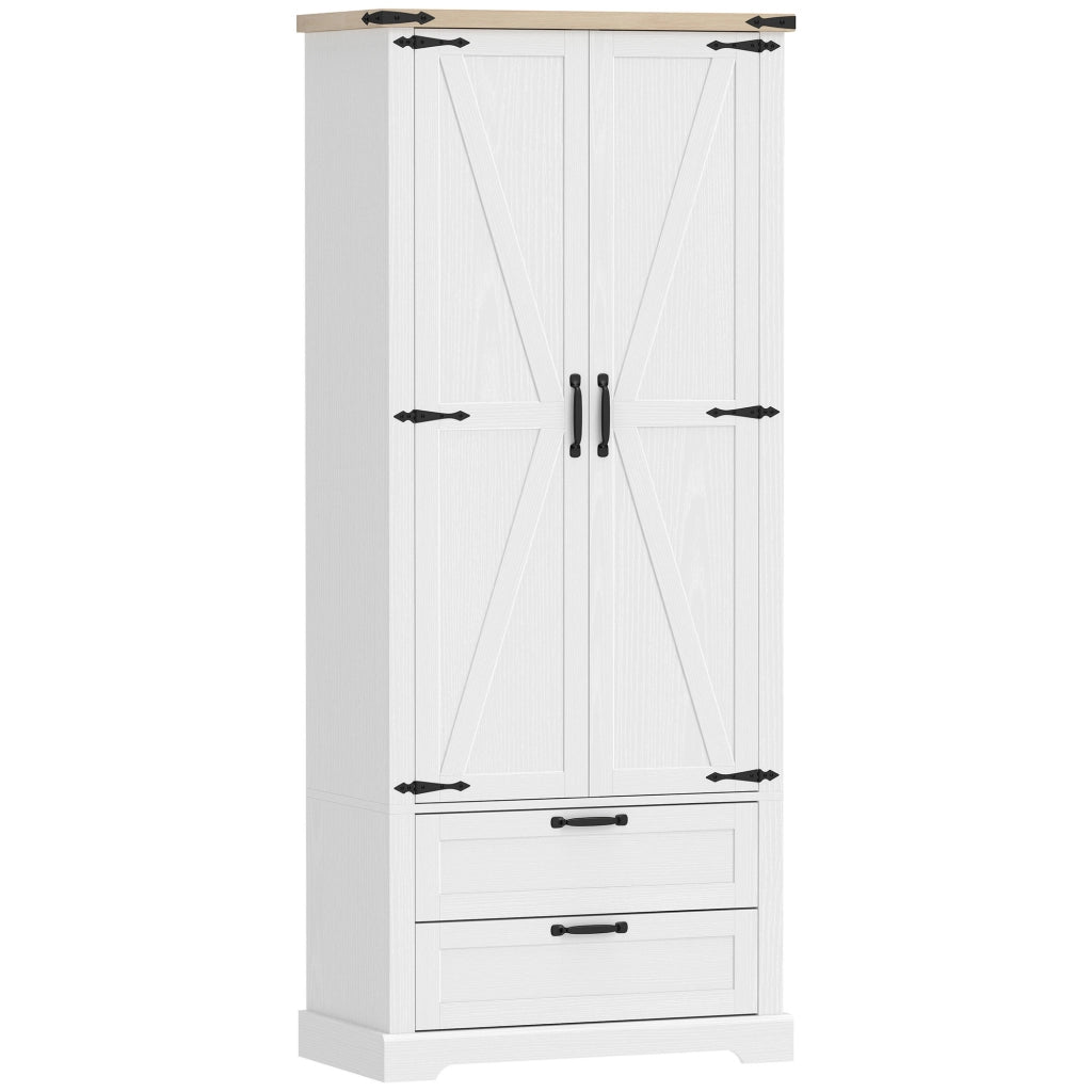 Credenza Rustica ¨C Zephmum ¨C 2 Ante 2 Cassetti Ripiani Regolabili 76x40x180 Bianco