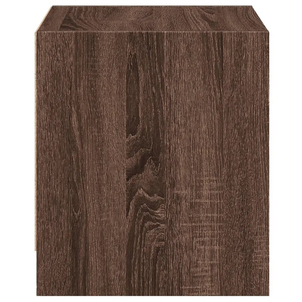 Comodino con Anta in Vetro Rovere Marrone 35x37x42 cm 836355