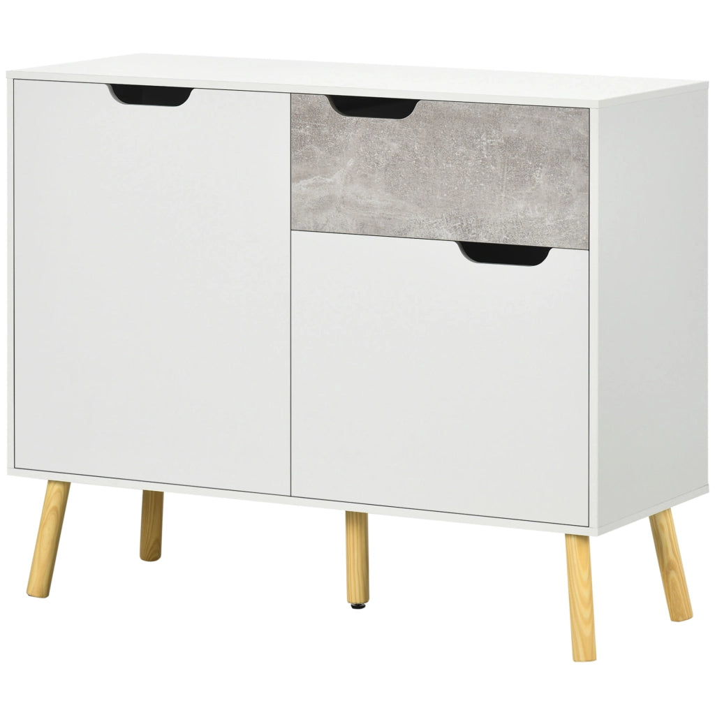 Mobile Cucina con 2 Ante e Cassetto ¨C Zephmum ¨C 98x39x81,5 cm Bianco Grigio
