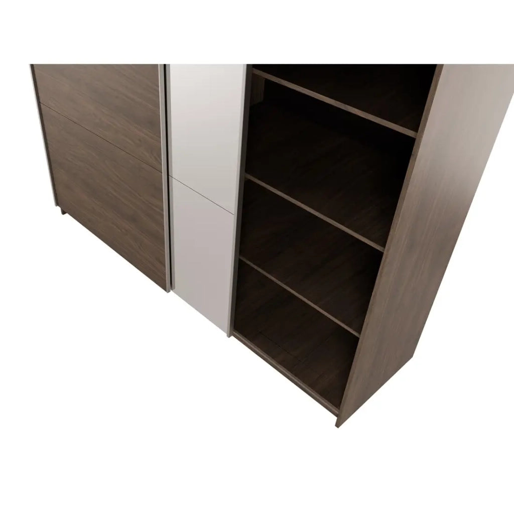Armadio ARSALA 200 cm noce con specchio e porte scorrevoli design