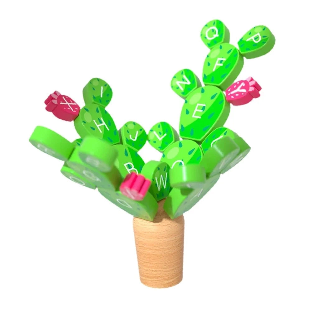 Trade Shop - Puzzle Forma Cactus In Legno Gioco Coordinazione Per Bambini Educativo Impilabile 32354 -