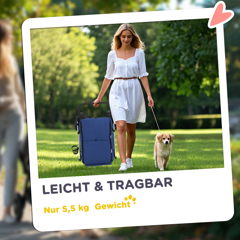Carrello Trasporto Cane ¨C zephmum ¨C Pieghevole Blu Scuro