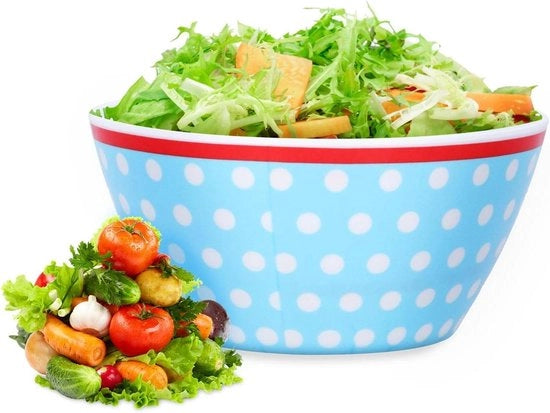 Ciotola per Fruita 500 Ml - Ciotola Ronde Anti-scottature - Ciotola da Pranzo - Servizio Stilato - Decorazione da Tavola - Per Snack Dessert Torta e Frutta - Punto Blu Celeste.