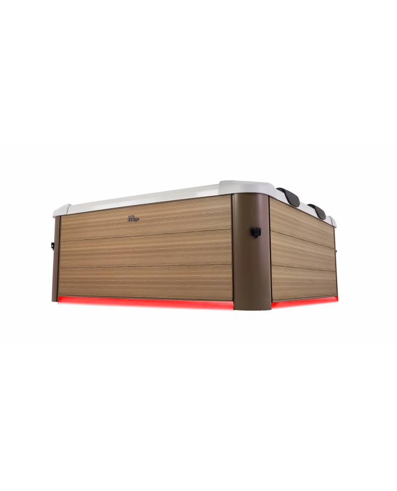 Minipiscina idromassaggio rigida da esterno, 6 sedute 160x160cm wi-fi smart Mspa Oslo teak Amber