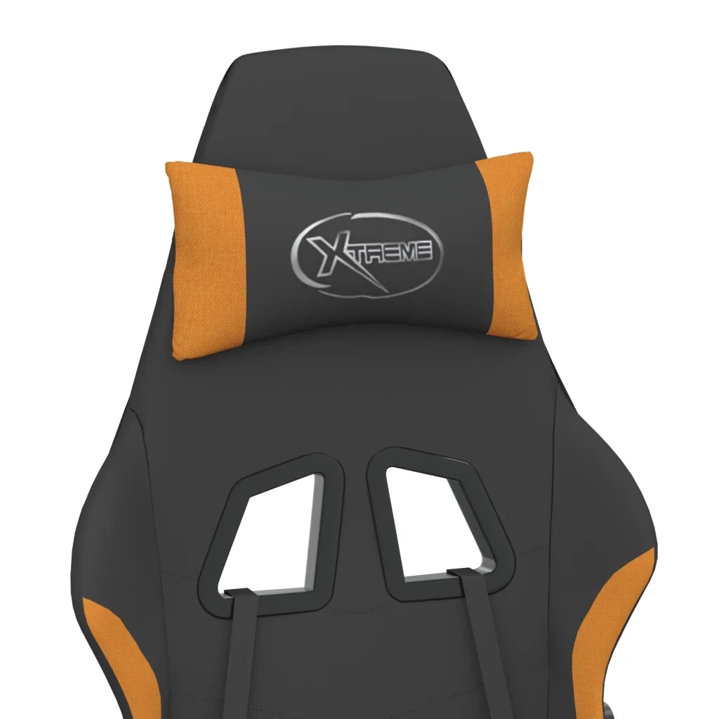 Sedia da Gaming Massaggi e Poggiapiedi Tessuto Nero e Arancione cod mxl 68929