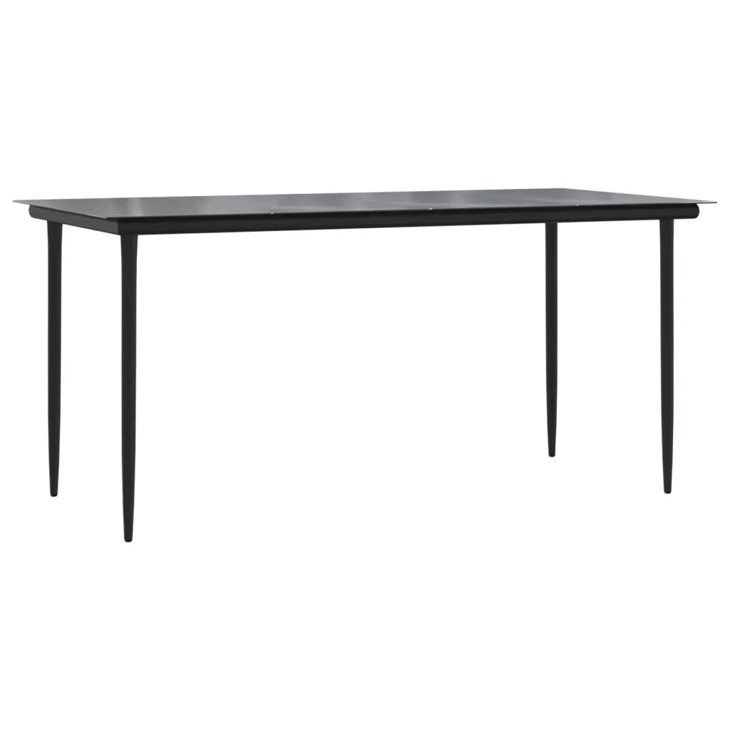 Set da Pranzo da Giardino 7 pz Nero con Cuscini in Polyrattan