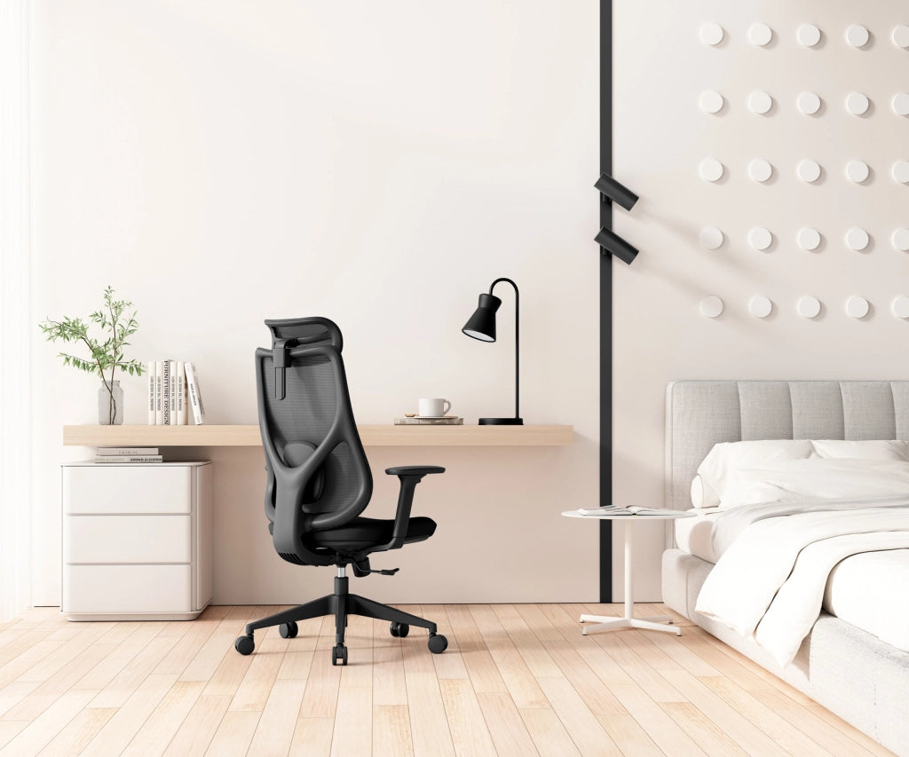 Sedia studio Hispanohogar altezza regolabile in tessuto nero