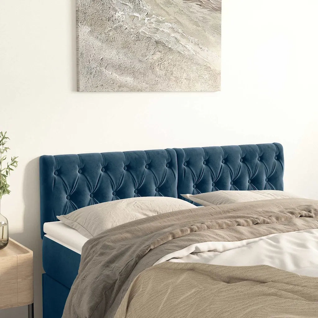 Testiera Blu Scuro 160x7x78/88 cm in Velluto 346366