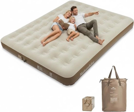 Matrimoniale Air Matras - Lettore di aria - Campeggio e casa - Pompatura integrata - Dimensioni extra - Marrone