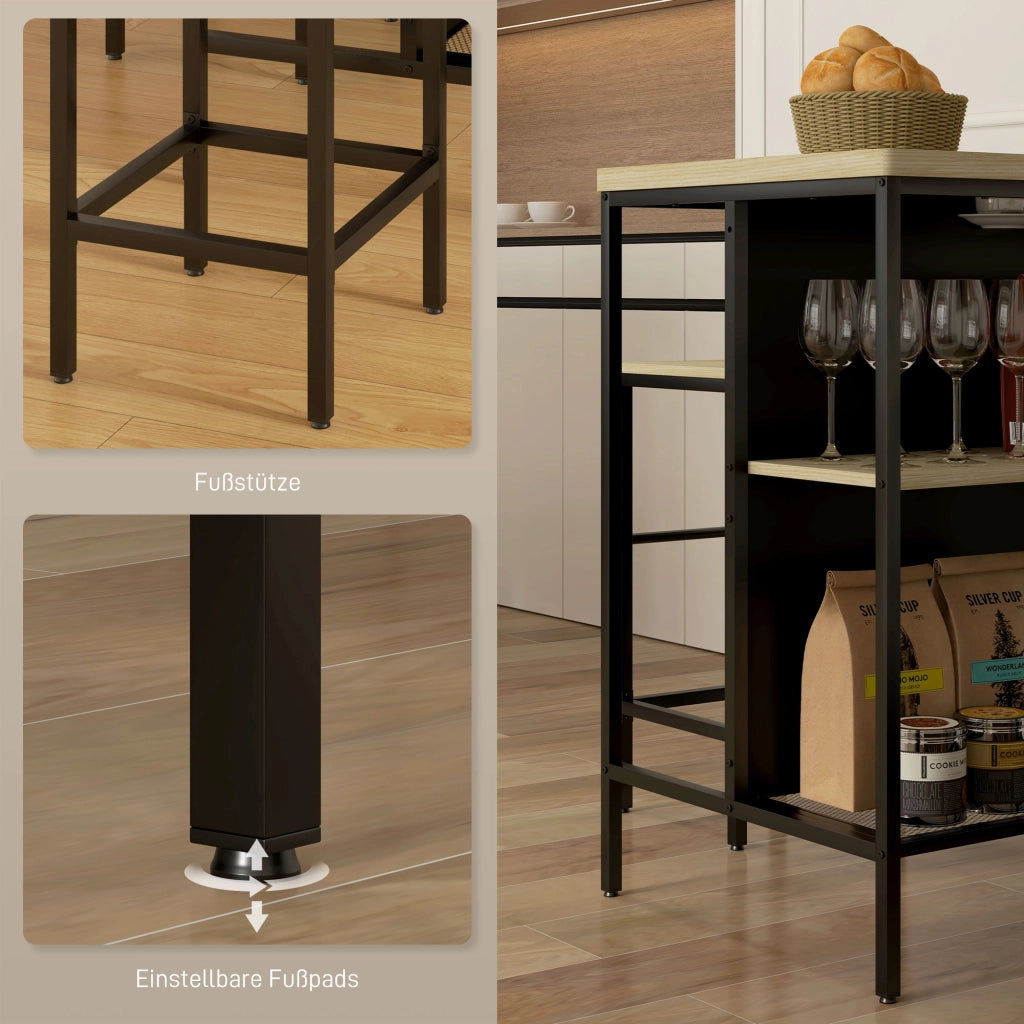 Set Bar 2 Sedie & 1 Tavolo ¨C zephmum ¨C Nero/Rovere 80x120x75