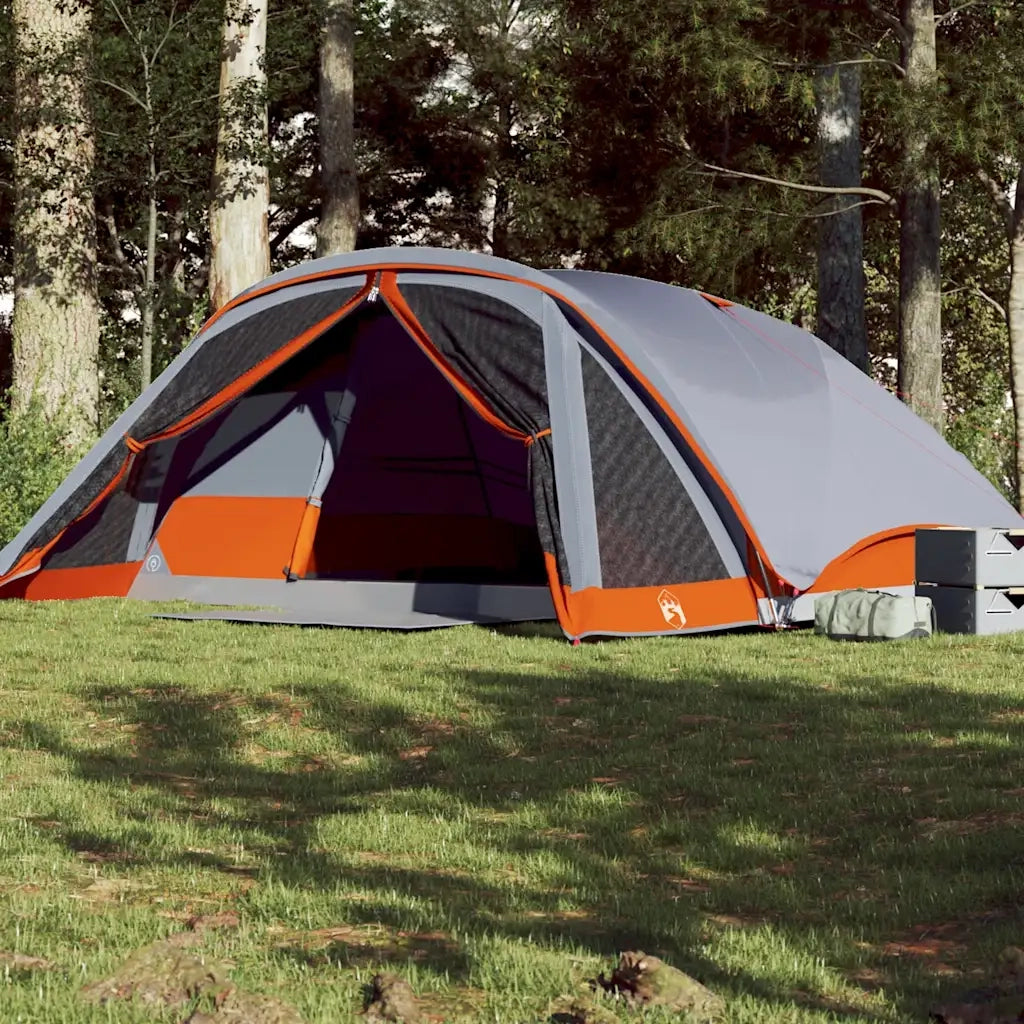 Tenda Familiare a Cabina per 6 Persone-Tenda da campeggio Grigia Impermeabile