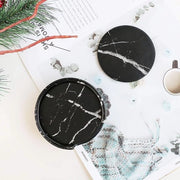 Sostegni in PU con marmo nero a mosaico - set da 6 - per vetrerie - design elegante