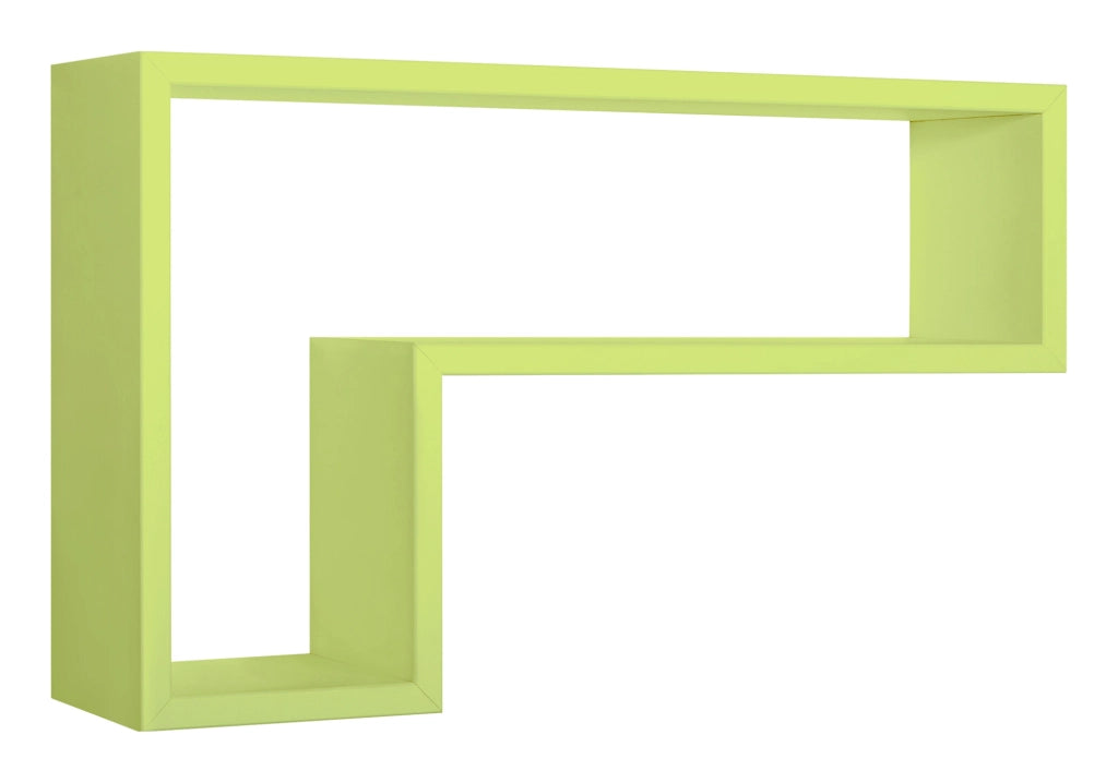 Mensola da Parete a Forma di L 61x37x15,5 cm in Fibra di Legno Lettera Verde