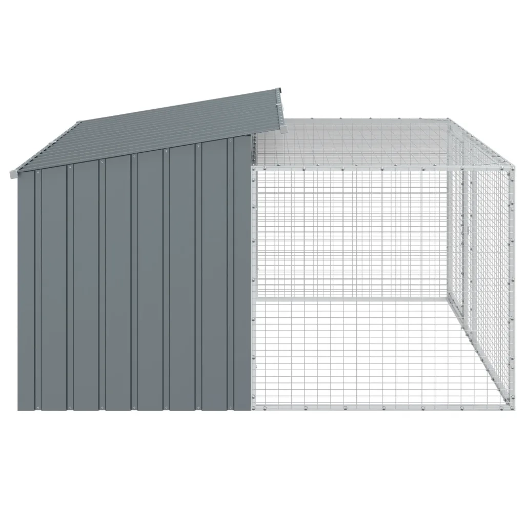 Cuccia per cani con recinto antracite 197x194x110 cm in acciaio zincato