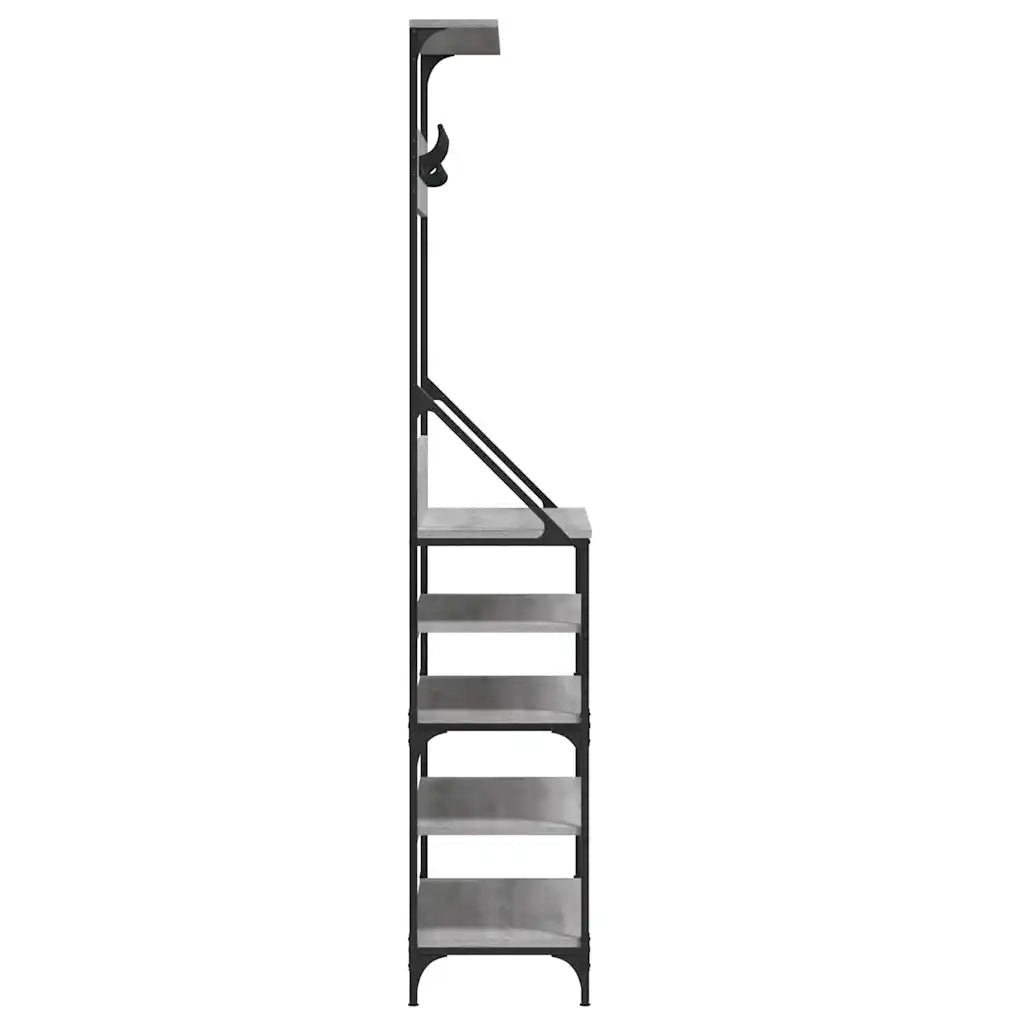 Appendiabiti con Porta Scarpe-Scarpiera con Appendiabiti Grigio Sonoma 90x34x184 cm