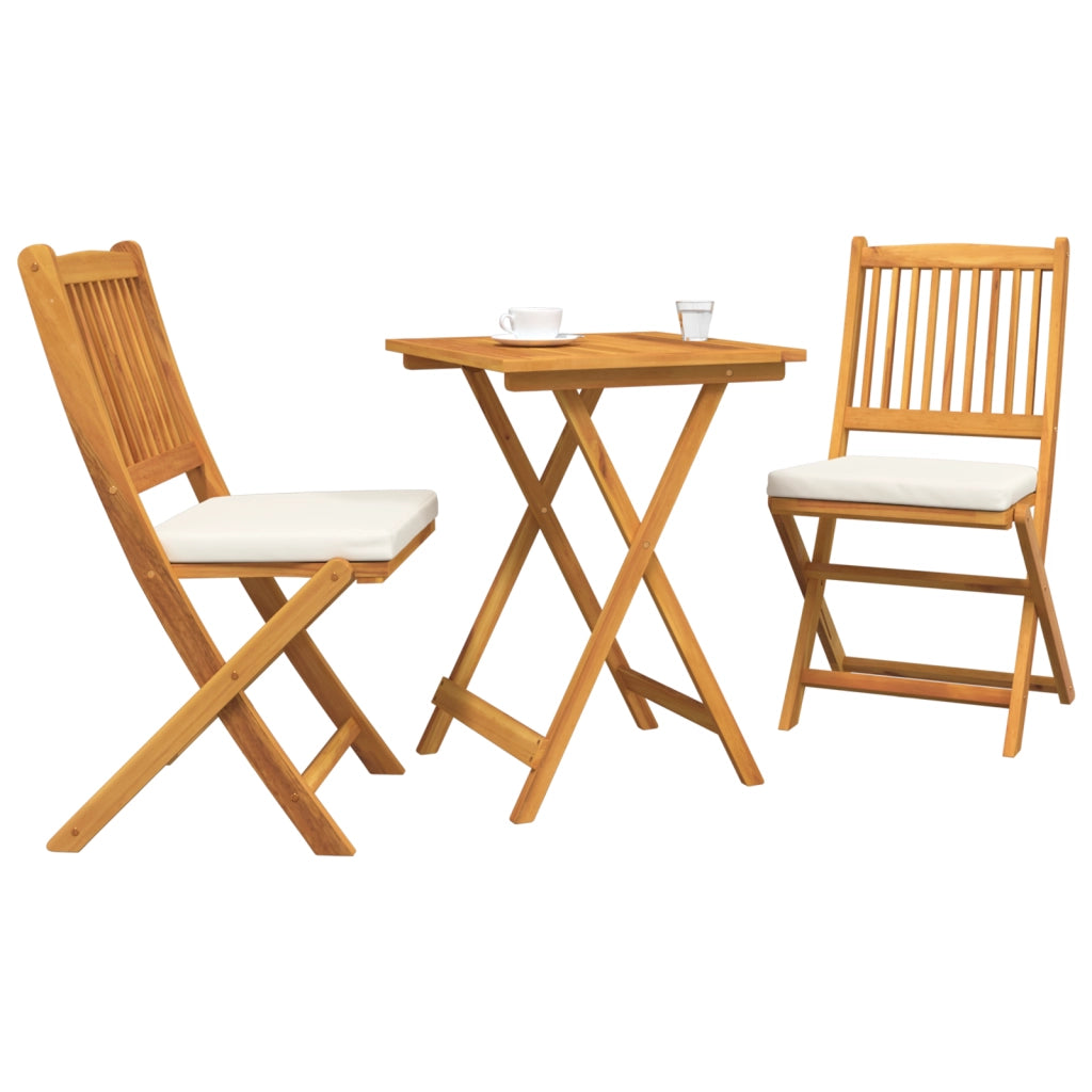 Set Bistro Giardino 3 Pezzi in Legno Massello di Acacia