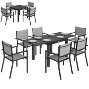 Tavolo da pranzo allungabile con sedie ¨C zephmum ¨C grigio 90x180x75 cm