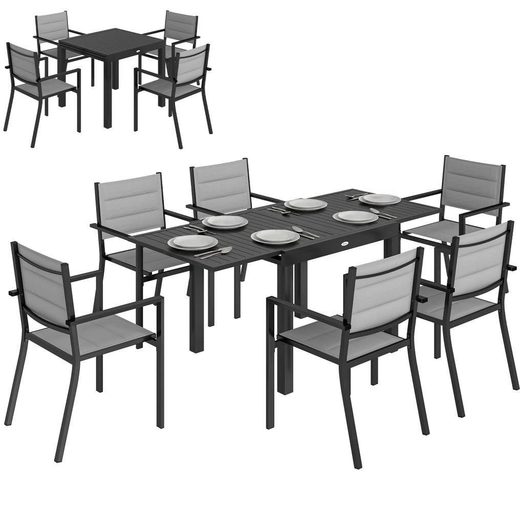 Tavolo da pranzo allungabile con sedie ¨C zephmum ¨C grigio 90x180x75 cm