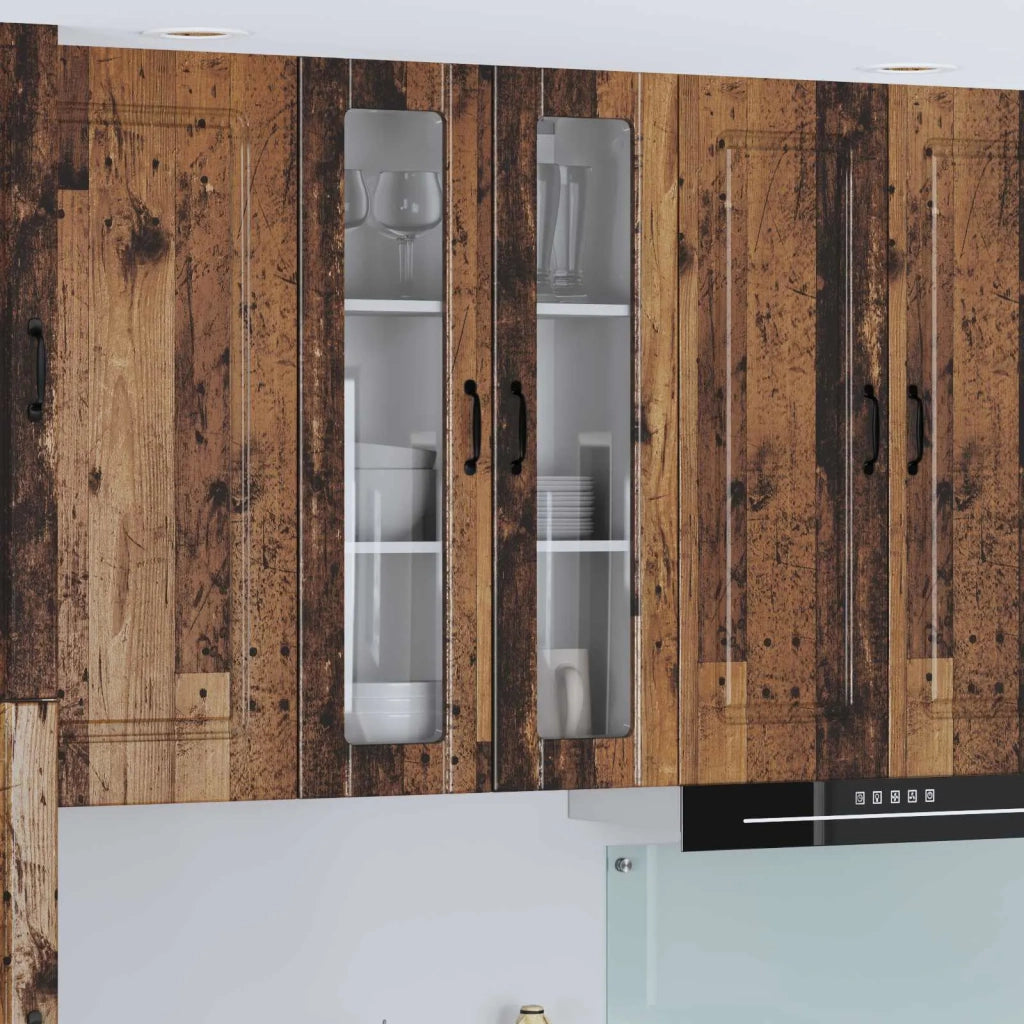 Pensile da cucina | Mobile in vetro da parete LUCCA Legno antico 60 x 31 x 100 cm