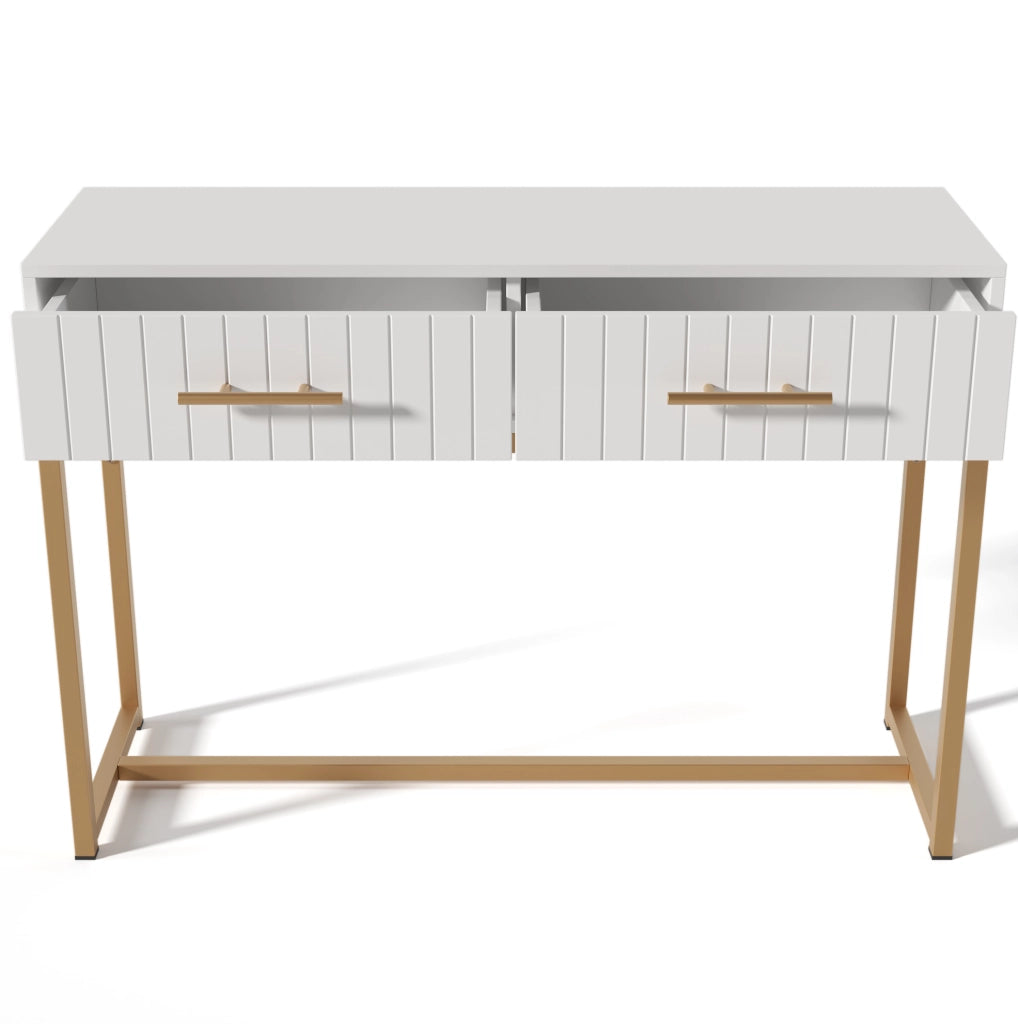 Tavolo da toeletta bianco con 2 cassetti, 100 x 45 x 75 cm