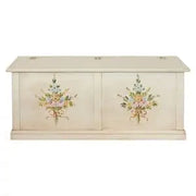 Cassapanca baule in legno Shabby chic ap bianco anticato decorato con fiori